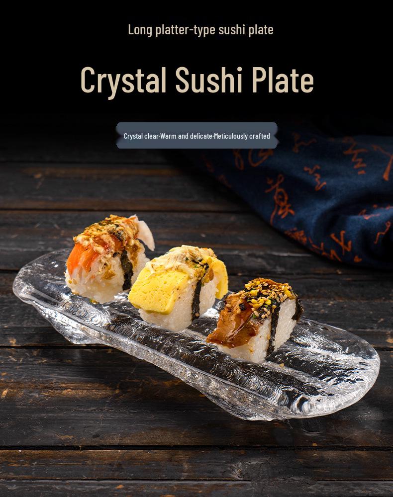 Sushi & Dessert Glass Plate - Rectangular INS Style for Home and Hotel Use