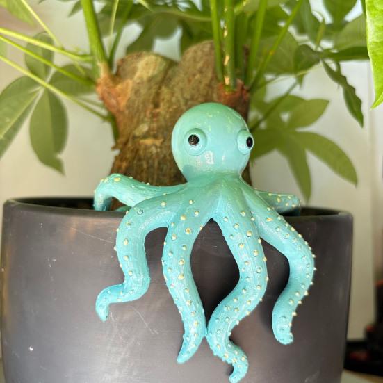 Flowerpot Pendant Blue Octopus Resin Decorative Hanging Planter Home Office Ocean Theme Desktop Decor