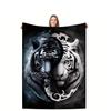 YinYang Tiger Pattern Flannel Printed Blanket Suitable for All Seasons Suitable Living Room Office Sofa and Travel 180x250CM