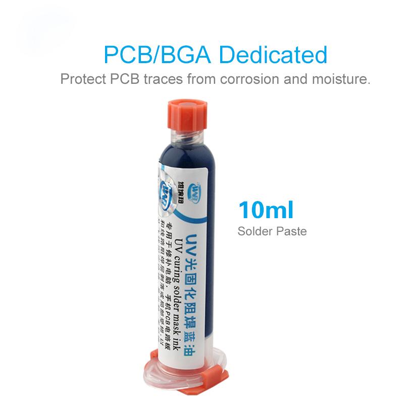 10ML UV-Lichthärtende Lötstopplack-Tinte Blau Schweißöl für Leiterplatten BGA Leiterplatten Schutz Lötflussmittel Reparaturwerkzeug
