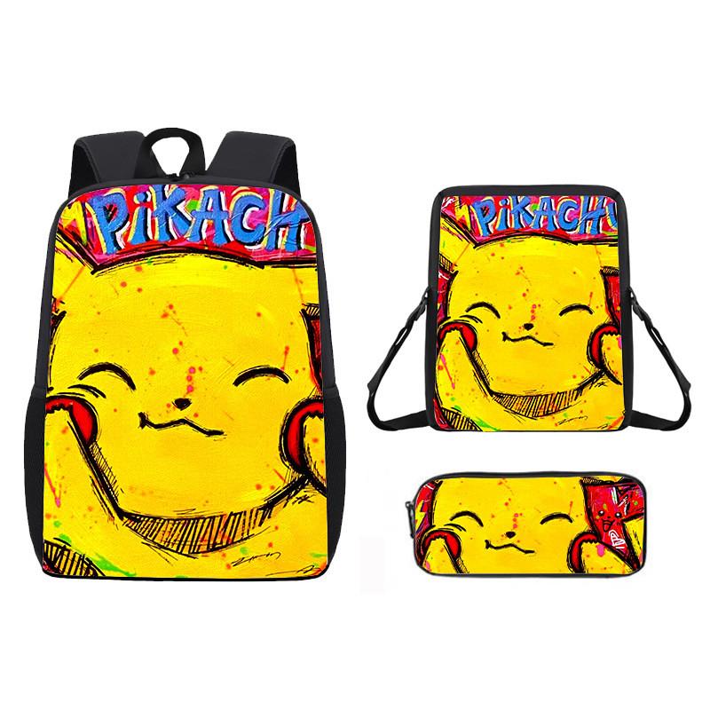 Pikachu Pokmon Kids School Backpack Set With Waterproof Oxford Fabric For Elementary Students