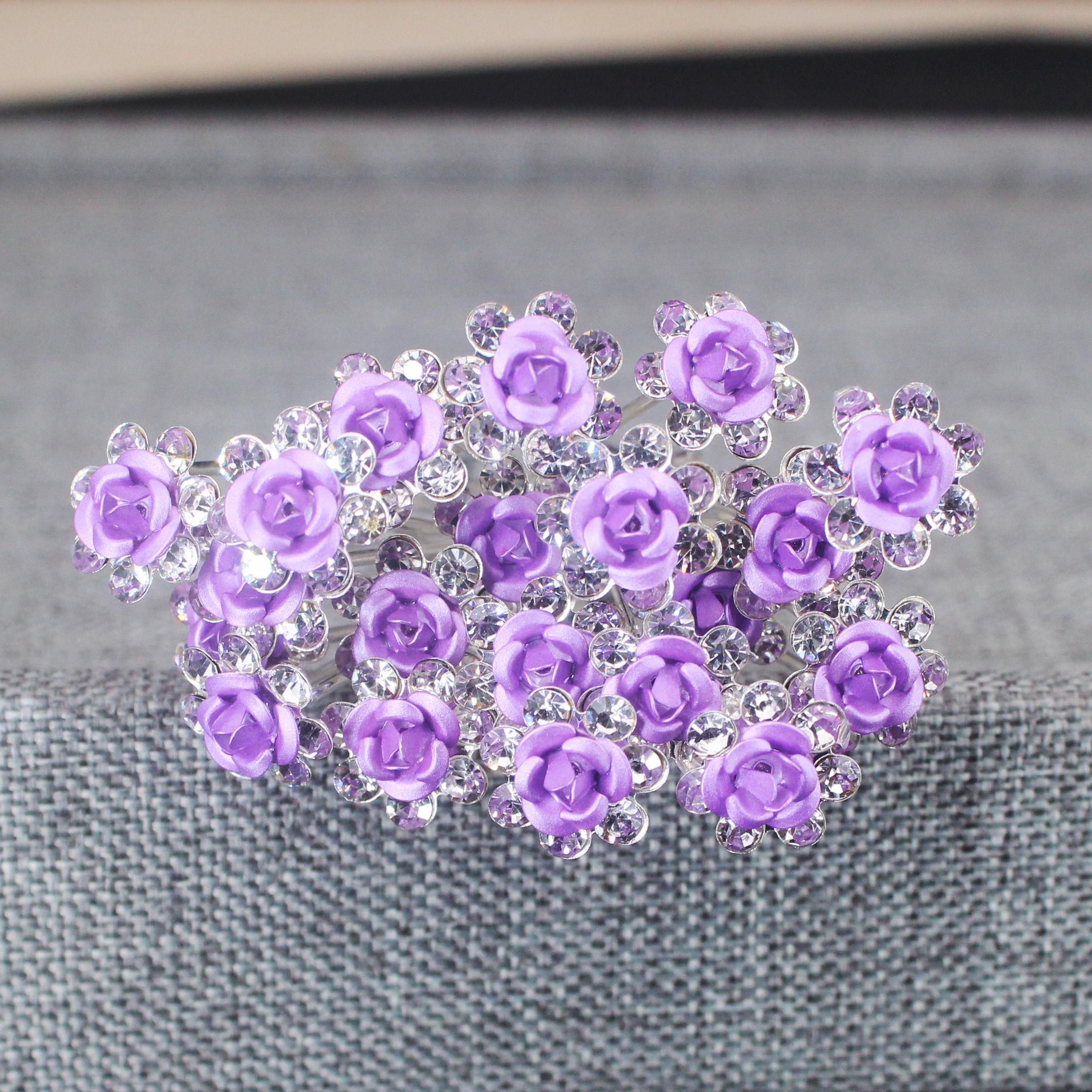 

20 шт. Заколки для волос в виде цветка розы со стразами, хрустальные шпильки для волос для невесты, свадебной вечеринки, повседневной жизни, женские украшения для волос, аксессуары