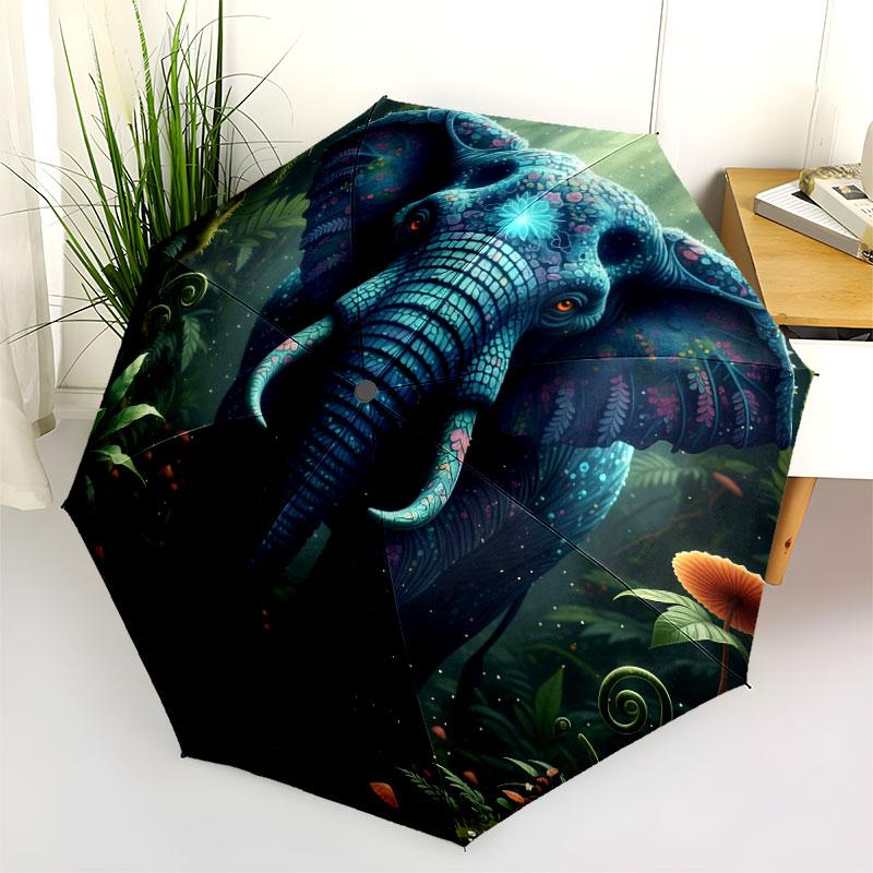AnimalsElves Pattern Pattern New Style Umbrella, 1 Piece Automatic Folding Umbrella, Portable Travel Umbrella, Outdoor Umbrella, Birthday Gift