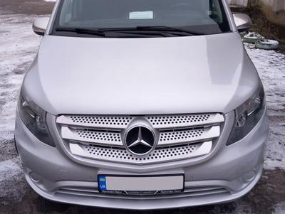 Căptușeală grilă 2014-2020 (5 buc, otel inoxidabil) Carmos - oțel turcesc pentru Mercedes Vito/V-class W447 2014-