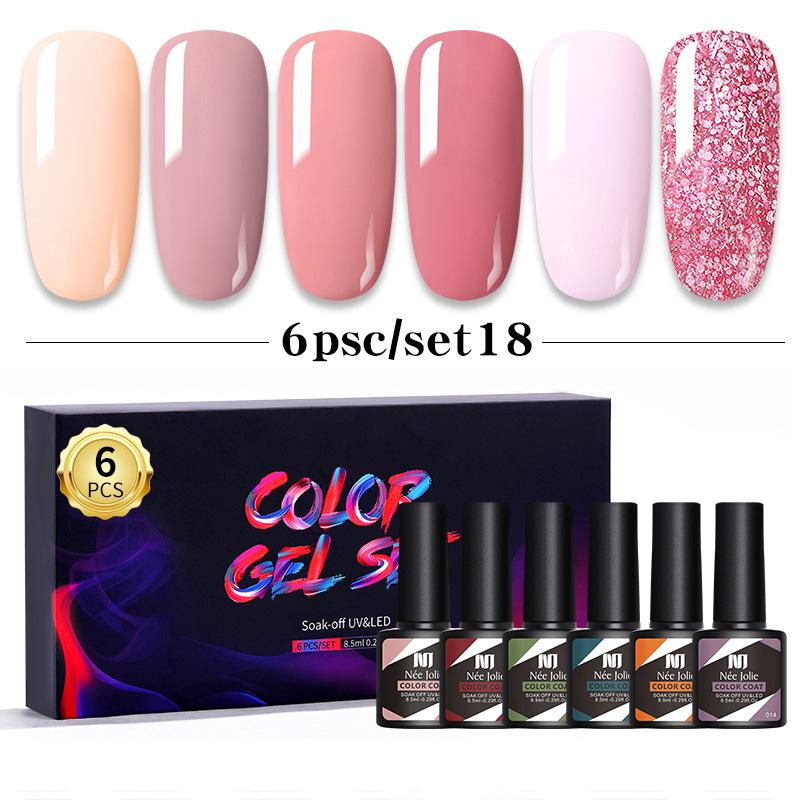 Nail Polish Glue Set 8Ml 6 Bottles Boxed Nail Art Barbie Glue Japanese Nail Color Glue Phototherapy Glue