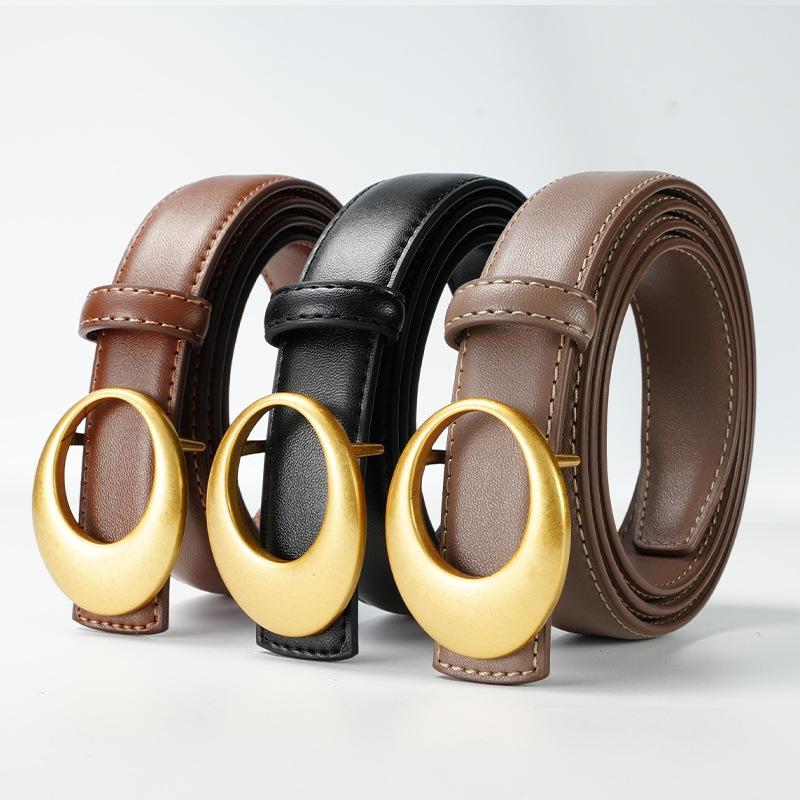 Women'S Leather Belt, Hot Jeans With Decorative Simple Dress Versatile Women'S Belt