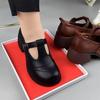 Retro Comfortable Thick-soled Thick-heeled T-buckle Strap Middle-aged Mother Small Leather Shoes Women's British Style Buckle Soft-soled Single Shoes