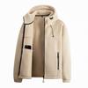 Men's Casual Outdoor Hooded Zipper Pocket Jacket Fleece Warm Sweatshirt