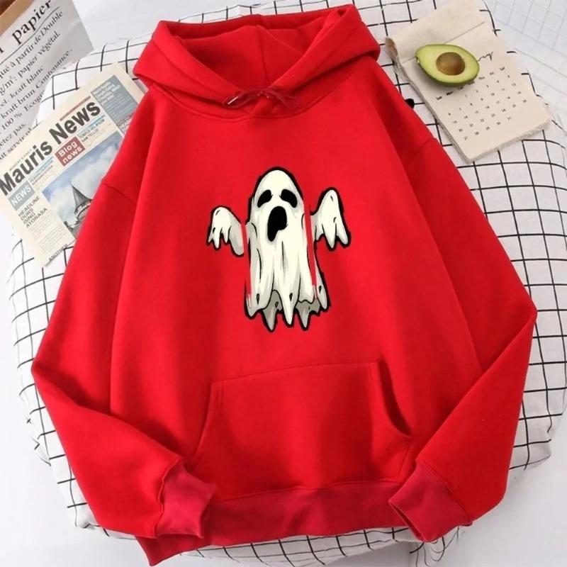 Felpa con Cappuccio Fantasma di Halloween da Donna Grafica Fantasma Cartone Animato Spettrale Stampa Donna Streetwear Felpa Neutra Donna Manica Lunga Top Divertente