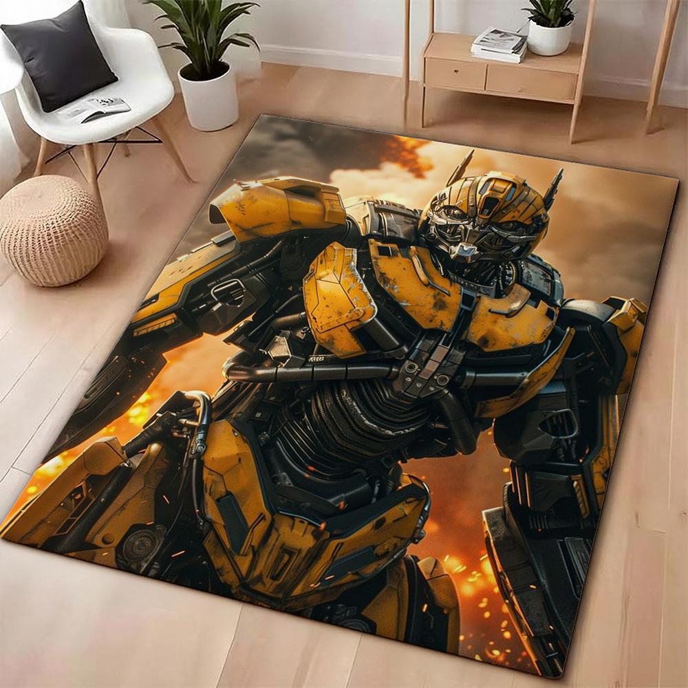 Bumblebee Battle Armor Rectangular Rug Durable Easyclean Carpet For Hallway Balcony Study Home Party Decor Halloween Gift