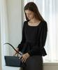 ADAUL Square Neck Line Ad Charm Blouse - Black