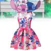 Vestido de Princesa Lilo e Stitch para Meninas com Laço de Borboleta Mistura de Algodão para Usar na Primavera Outono