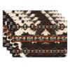 4/6/8 Stück Westliche Stammes-Leinen-Platzsets Realistischer Rindsleder-Druck Azteken Geometrische Tischsets Rustikale Cowboy-Küchen-Esszimmer-Dekoration