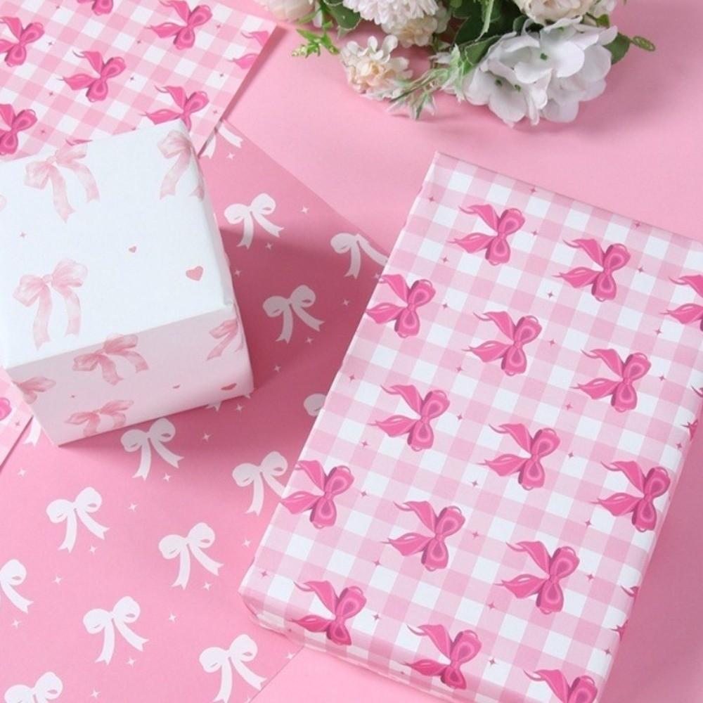 3Pcs Thick Material Bow Themed Wrapping Paper Double-Sided Printing Wrapping Paper Gift Paper Decor
