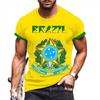 Sommer Rundhals 3D Brasilianische Flagge Fußballtrikot Druck Top Modische Lässige Kurzarm Herren T-Shirts
