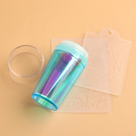 Yousheng 1 Set Nail Stamp Reusable Non-Deformed Good Ductility Round Silicone Stamper Transparent Nails Art Tool for Manicure