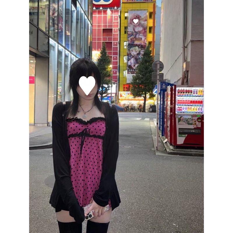 

Vintage Shibuya Polka Dot Cardigan & Top Set - Retro, Cute, Spicy Girl Style L