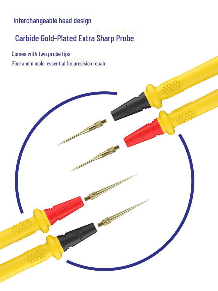 Extra Sharp Stainless Steel Multimeter Test Leads with High Silicone Insulation