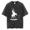 Hollow Knight Vintage Washed Gaming Merch Grafik T-Shirt Unisex Unisex Lässig Oversized Baumwoll-T-Shirt für Cosplay Cartoon-Fans
