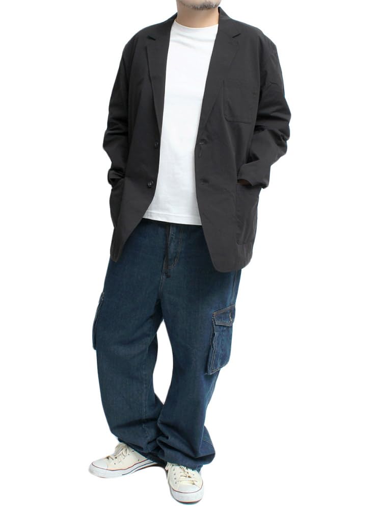 One Colors Men's Tailored Jacket, Plus Size, Dry Stretch, Lightweight, 2B Jacket, Size 4L, Black (49)