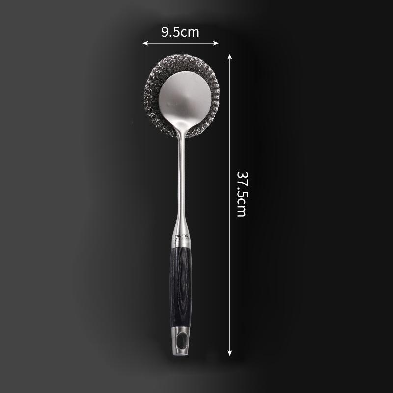 Stainless Steel Pot Brush Long Handle Can Be Hung Household Kitchen Cleaning Dishwashing Steel Brush Replacement Steel Ball