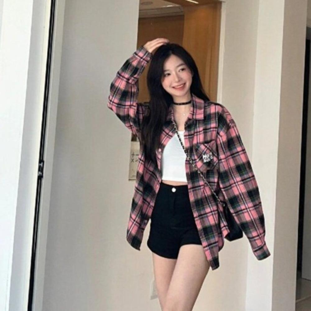 

American Style Leisure Shirts Tops Ins Long Sleeved Shirts Fashion Oversize Top Spring/Autumn XL