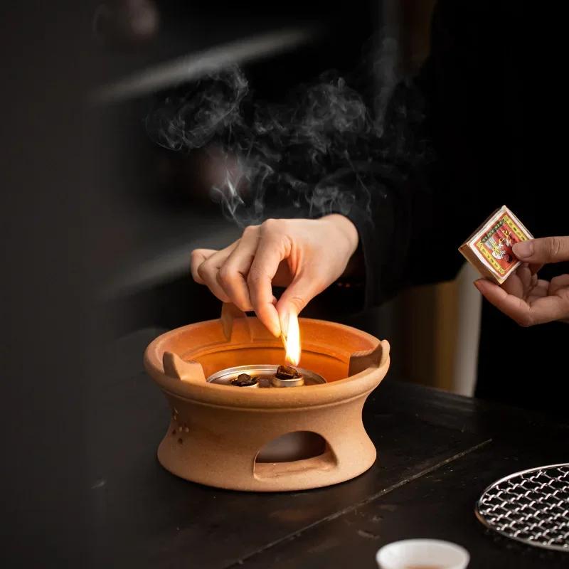 Japanese Style Handmade Clay Teapot Set - Fast Heating Alcohol Burner, Stovetop Safe Gongfu Tea Kit with Kettle & Cultural Gift