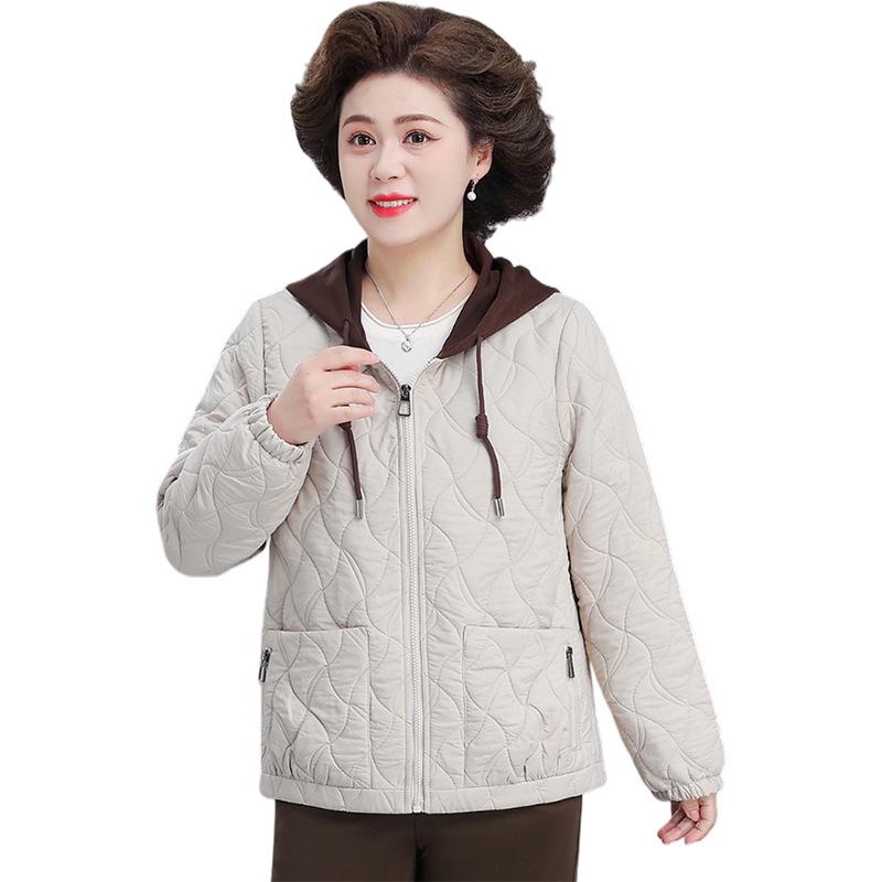 2026 Mom's Stylish Hooded Spring Jacket - Casual Plus Size for Middle-Aged & Elderly Women