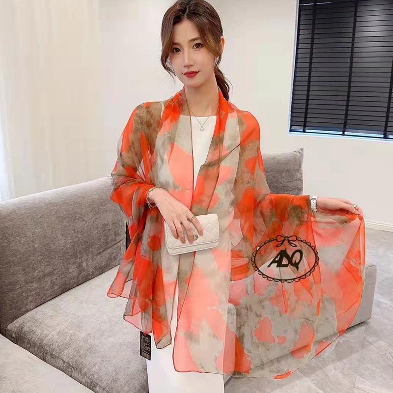 Ailishaqi Extra Large Ice Silk Floral Scarf - Lightweight Summer Sunscreen Shawl Long Beach Wrap
