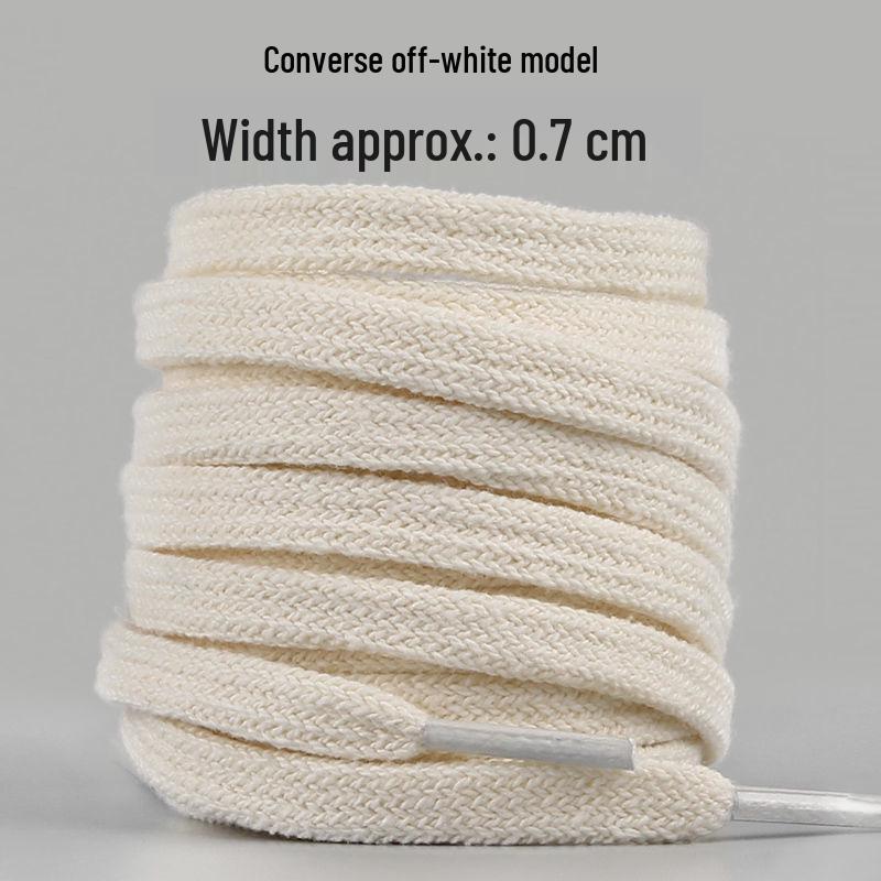 Unisex White Canvas Sneakers with Cotton Flat Shoelaces - Semi-Circular Style