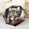 Love For The French Bulldog Portable Automatic Umbrella Folding Umbrella with 8 Ribs Lightweight All-Season Use Fashionable Stylish Gift for Women