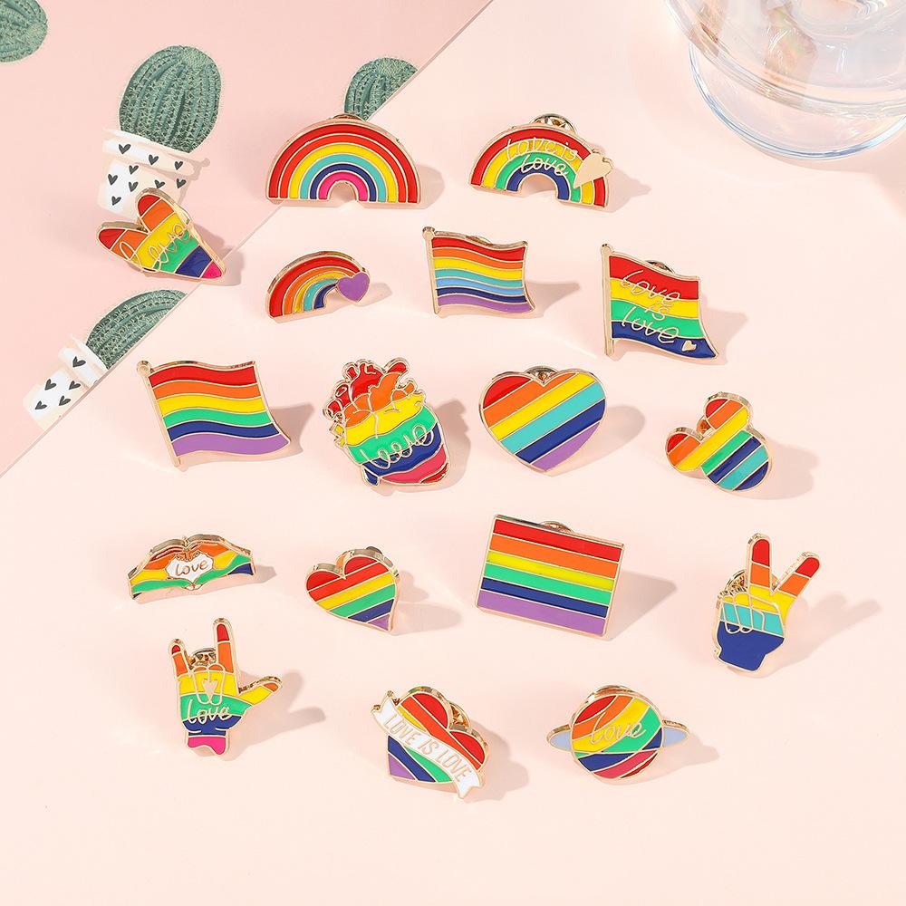 10/20Pcs Rainbow Colorful Metal Pins Love Funny Enamel Badge For Backpack Hat Clothes Creative Lapel Brooches Decor Jewelry Gift