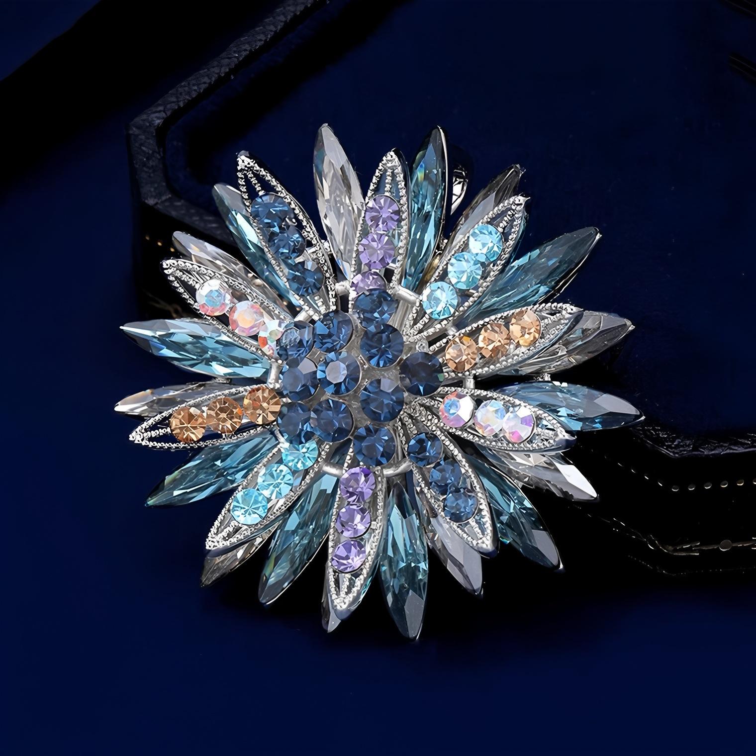 

Брошь «Подсолнух», Женская брошь из кристаллов класса люкс, Дизайнерская, Нишевая брошь, Аксессуар для одежды синий