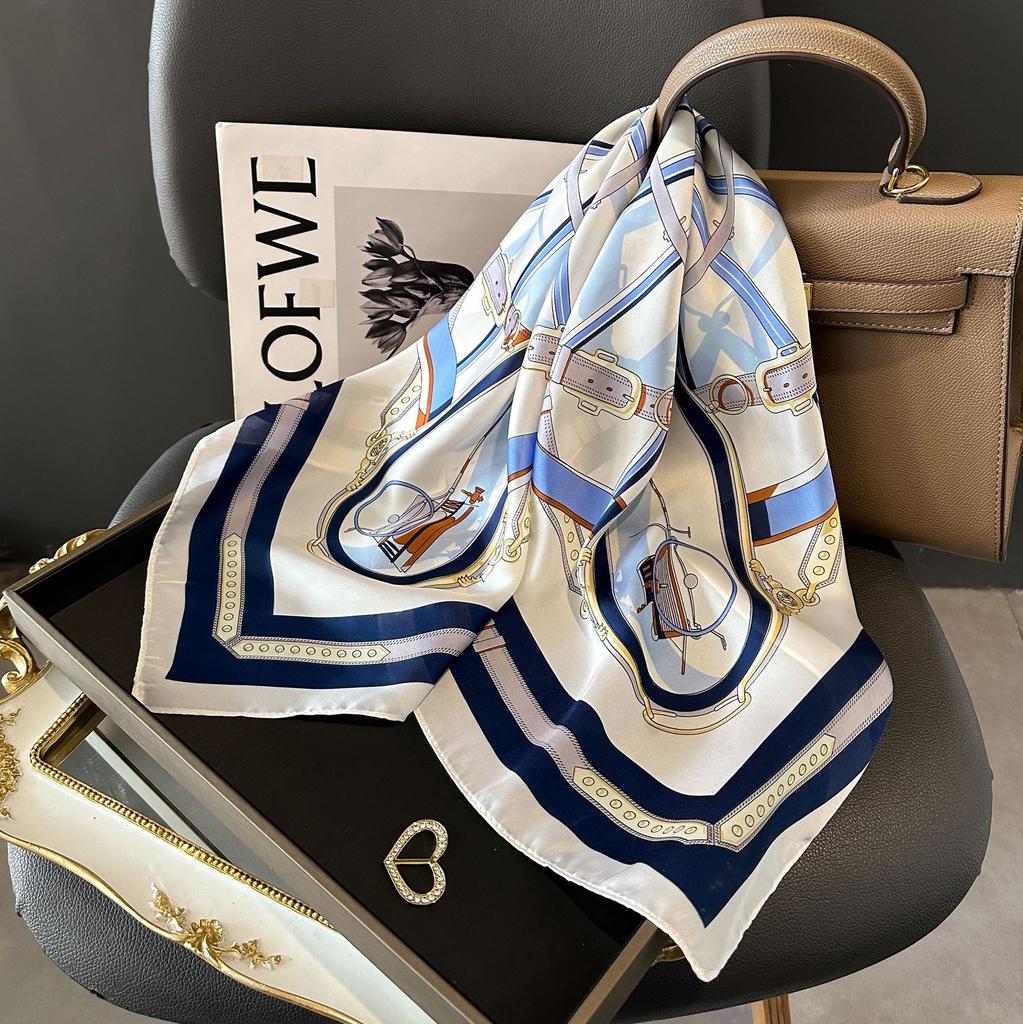 NEW Fashion Luxury Brand 70cm Silk Square Scarf Women Satin Shawl Wrap Hijab Echarpe Neck Tie Female Hair Bandana Headkerchief