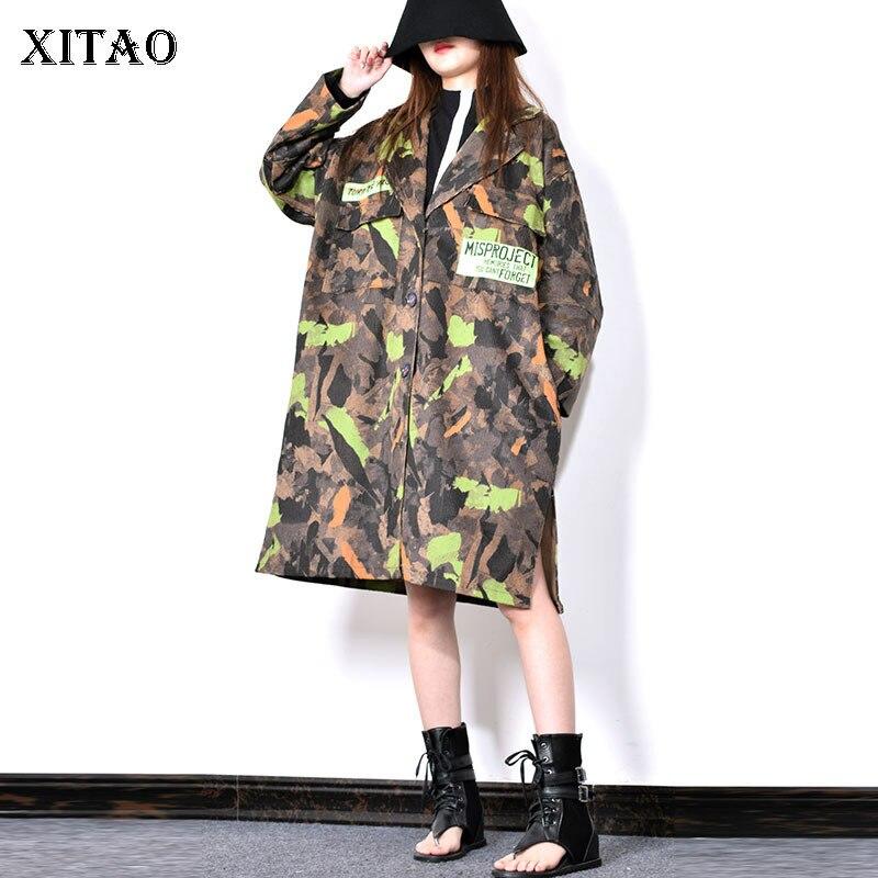 

XITAO Женский лоскутный плащ с камуфляжным принтом GCC2385