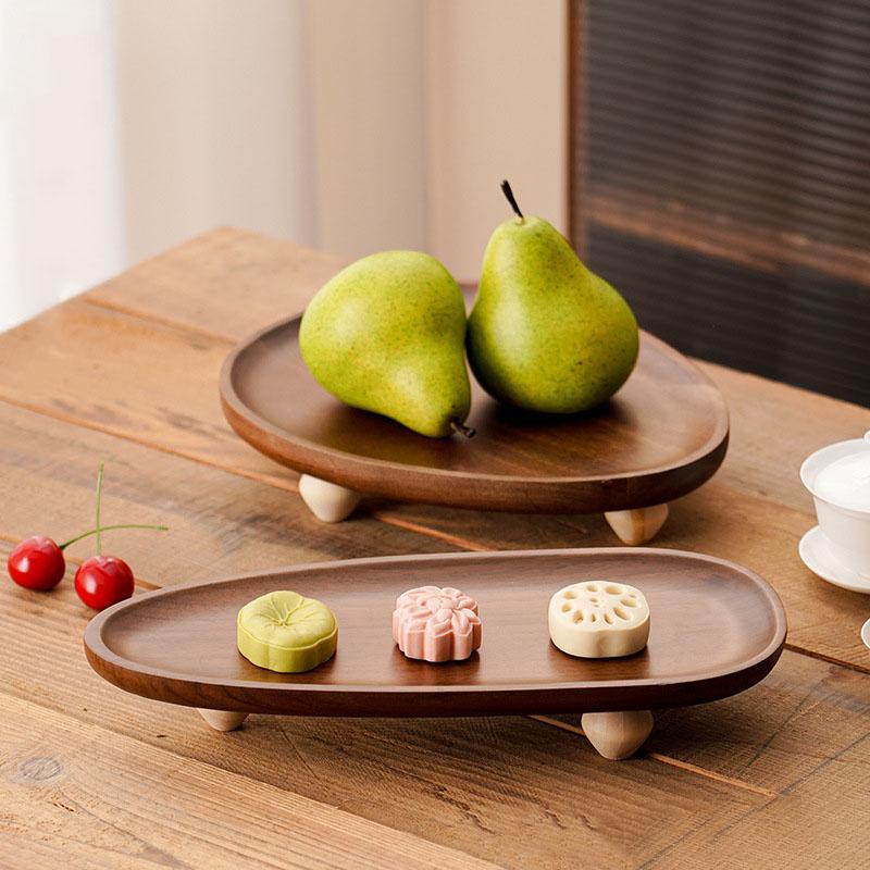 Yüksek Ayaklı Premium Akasya Ağacı Servis Tepsisi Ayaklı Düzensiz Şekilli Meyve ve Atıştırmalıklar İçin Saklama Düzenleyici Ev Kullanımı İçin İdeal