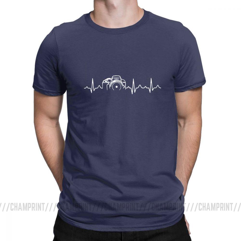 

Heartbeat Of Camera T Shirts for Men Cotton Casual TShirts Crew Neck Photographer Tee Shirt Short Sleeve Tops Graphic Printed 4XL