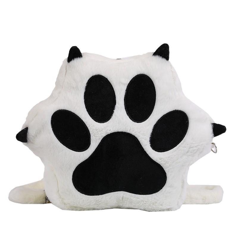 Cute Cat Paw Plush Backpack for Girls - Single Shoulder & Student Style for Autumn/Winter