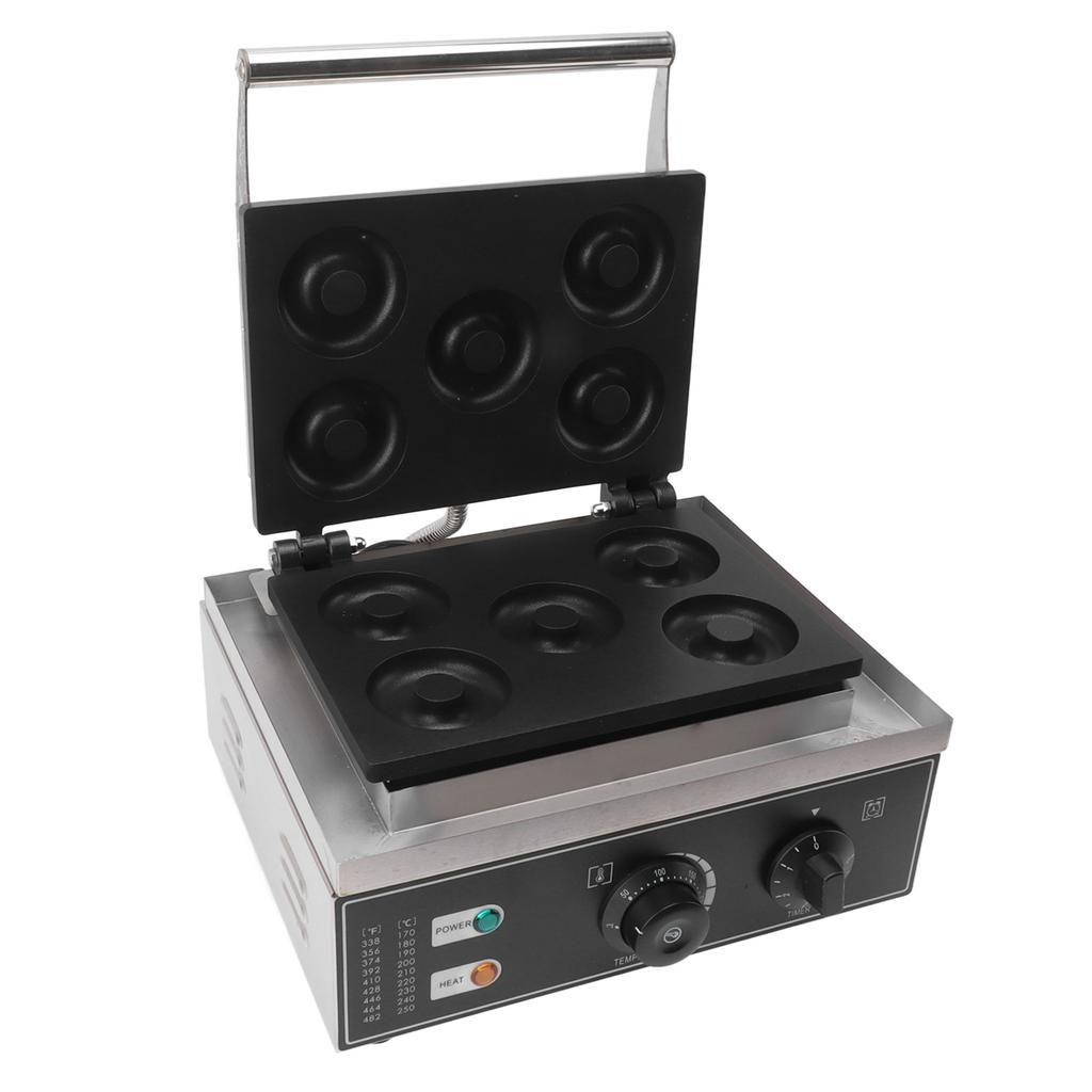 Komerční vaflový donutovač 5 otvorů oboustranné topení nerezová ocel nepřilnavý donut