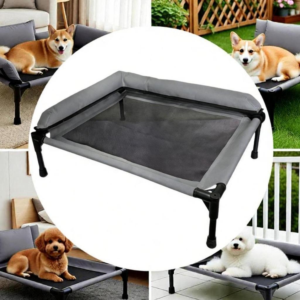 Cooling Elevated Pet Bed Outdoor Raised Cot Skid Resistant Feet Removable Mesh Summer Bedding for Dogs