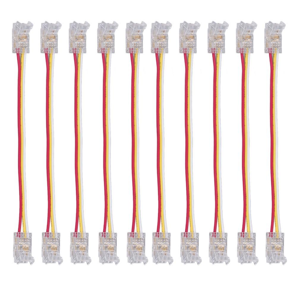 10pcs 8mm/10mm LED Light Strip Connectors 3Pin Light Strip Connectors  For Home