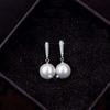 Sweet Women S925 Silver Shell Pearl Elegant Ear Studs Jewelry Drop Earrings Fashion