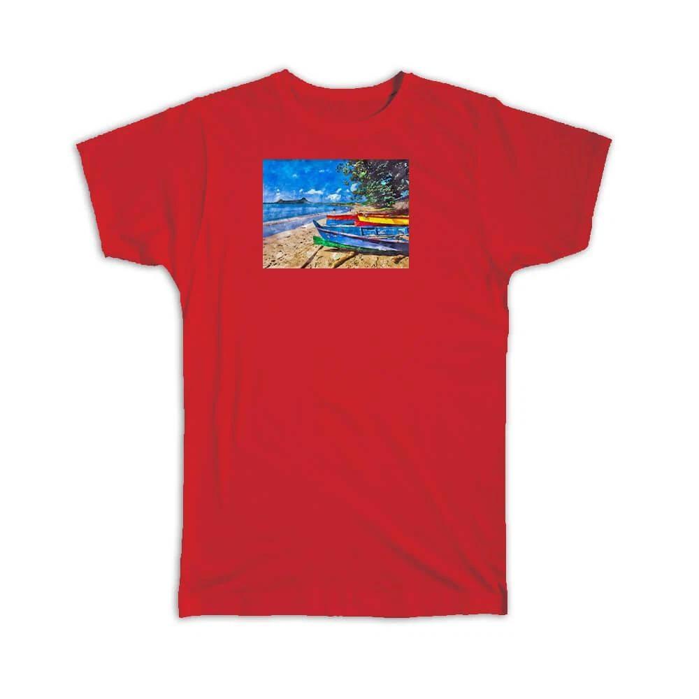 

Gift T-Shirt : Watercolor Scenary Colorful Boats 4XL