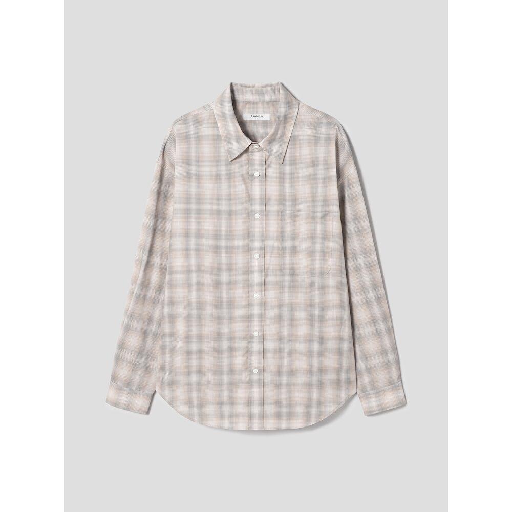 8Seconds Ombre Check Oversized Shirt Beige Beige/M