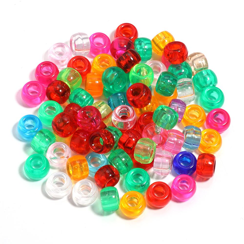 200pcs Transparent Acrylic Beads 6x9mm Big Hole Loose Spacer Beads For Jewelry Making DIY Necklace Bracelets Key Chain Supplies