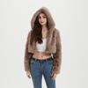 2026 Fall Winter Faux Fur Jacket Women Short Hooded Patchwork Coat Streetwear