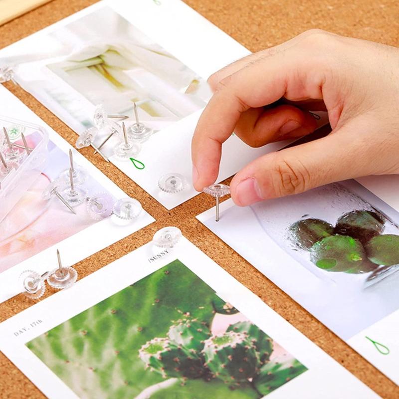 100 Pcs Small Round Pushpins with Box Office Cork Board Supplies for Home Kindergarten School DIY Photo Wall Decoration