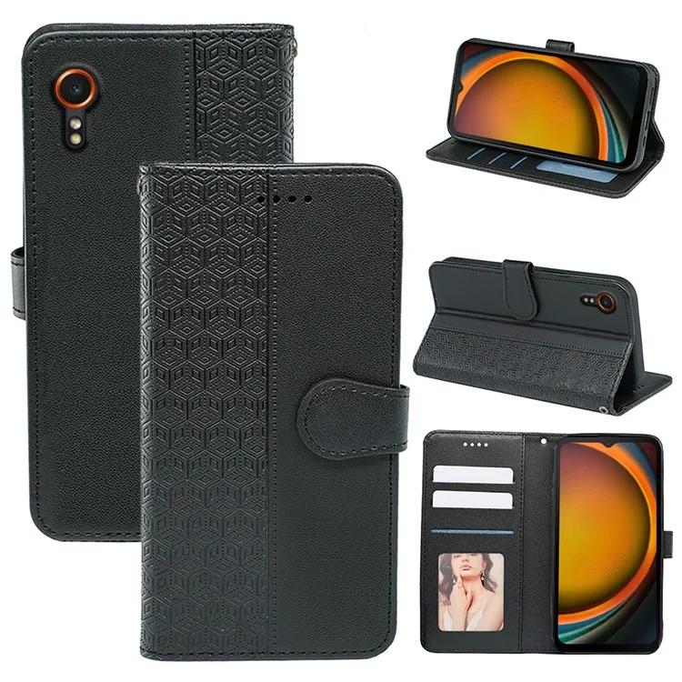 

Для Samsung Galaxy Xcover7 чехол-кошелек кожаный флип-чехол для телефона с кубической сеткой