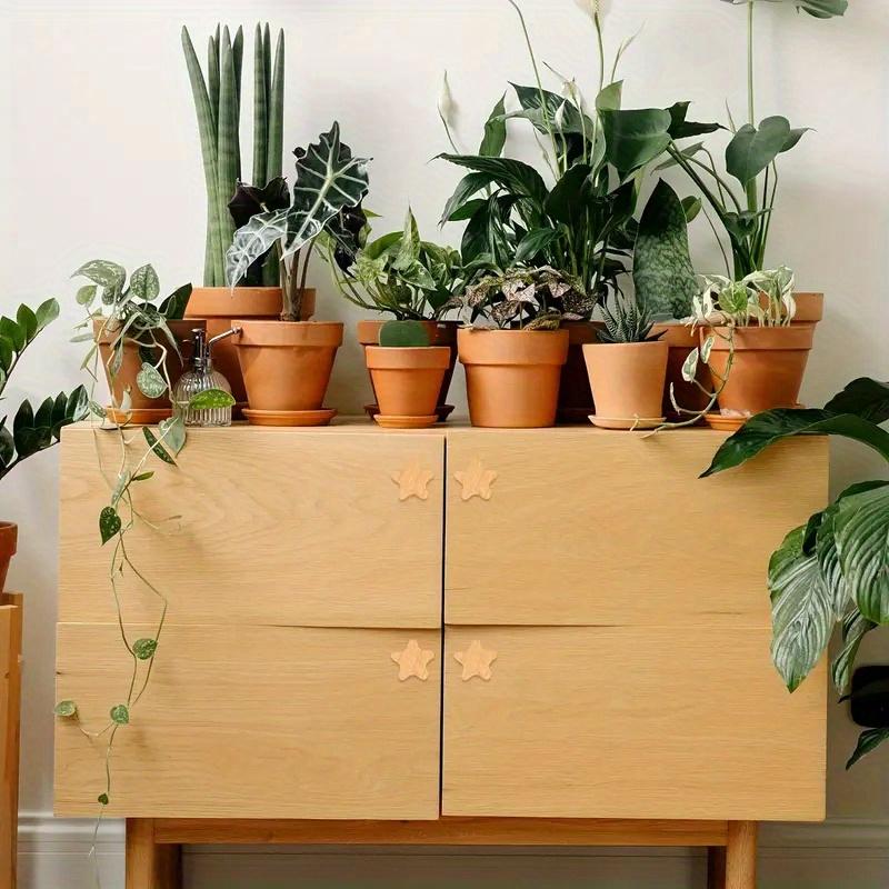 Gałki do szuflad w kształcie gwiazdy w stylu bohemy, 6 szt. drewniane uchwyty do komody z drewna bukowego do szaf/szuflad/szafek, ze śrubami