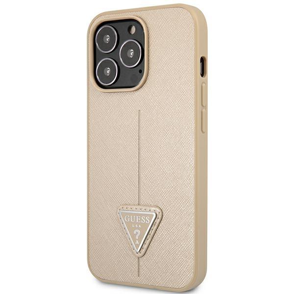 Guess Guhcp14Lpsatle Iphone 14 Pro 6,1 Beżowy/Beige Hardcase Saffianotriangle Logo